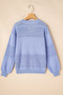 Eyelet Pattern Detail V Neck Drop Shoulder Sweater